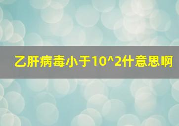 乙肝病毒小于10^2什意思啊